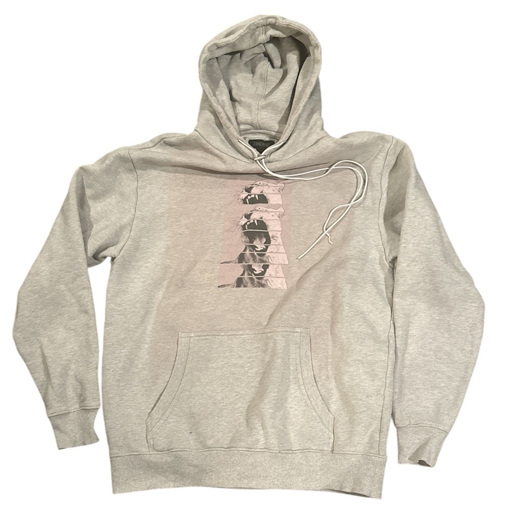 ZANEROBE Long Sleeve‎ Sweatshirt Hoodie Mens M Lion Light Grey Rare Streetwear